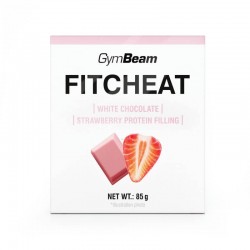 Протеїновий шоколад GymBeam Fitcheat 80 г, білий шоколад-полуниця, код: 8588007709505