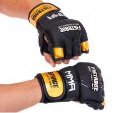 Рукавиці для змішаних єдиноборств MMA Fistrage L, чорний-золотий, код: VL-4300_LBK Рукавиці для змішаних єдиноборств MMA Fistrage L, чорний-золотий, код: VL-4300_LBK