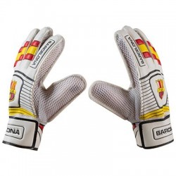 Воротарські рукавички PlayGame Latex Foam FC Barcs, біло-жовтий, розмір 9, код: GG-BR9-WS