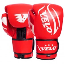 Рукавиці боксерські шкіряні на липучці Velo 12 унцій, червоний, код: VL-2208_12R-S52
