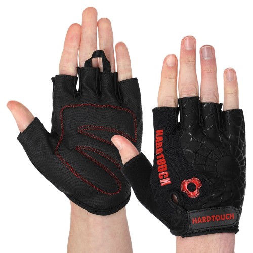 Рукавички для фітнесу та тренувань Hard Touch M, чорний-червоний, код: FG-9499_MR