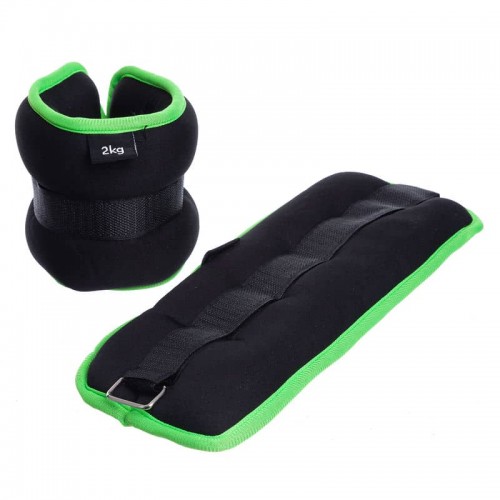 Обважнювачі для рук і ніг FitGo 2x2 кг, чорний-салатовий, код: FI-1303-4_BKLG Обважнювачі для рук і ніг FitGo 2x2 кг, чорний-салатовий, код: FI-1303-4_BKLG