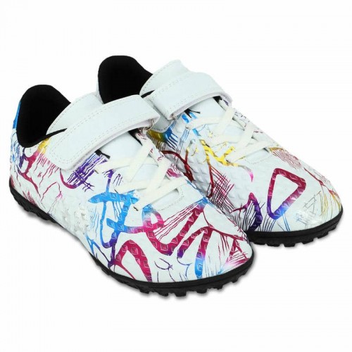 Сороконіжки футбольні дитячі Lijin розмір 34, білий-фуксія-синій, код: 2502-1-32-38-3_34