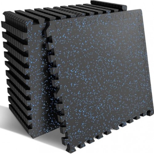 Мат-пазл DualMat 60×60×2 см (чорний/сині вкраплення) — 1 шт, код: W-RUB60-20-BLUE-1-IF