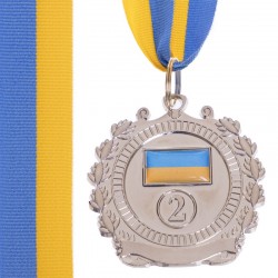 Медаль спортивна зі стрічкою SP-Sport Ukraine срібло, код: C-3162_S-S52