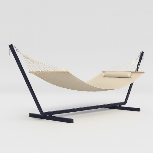 Стійка для гамака 50х50 + Двомісний гамак з планками WCG Soft XXL 2000x1400 мм, бежевий, код: W-5050H05-6-IF