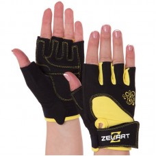 Рукавички для фітнесу Zelart S чорний-жовтий, код: SB-161728_SY