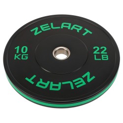 Бамперні диски гумові Zelart Bumper Plates 51мм, 10 кг, чорний-зелений, код: TA-4790-10