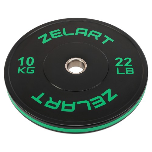 Бамперні диски гумові Zelart Bumper Plates 51мм, 10 кг, чорний-зелений, код: TA-4790-10