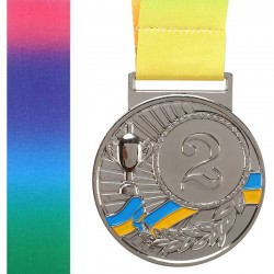 Медаль спортивна зі стрічкою PlayGame Ukraine срібло, код: C-6210_S