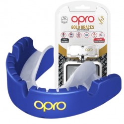 Капа Opro Gold Braces під брекети доросла (вік 11+) Dark Blue/Pearl, код: Gold_Braces_Blue/Pearl