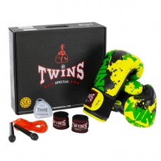 Боксерський набір 4в1 Twins 14 унцій, чорний-жовтий, код: B0-7972_14BKY