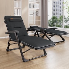 Розкладне крісло шезлонг садовий + матрац WCG чорний, код: FCB-S07PM-IF