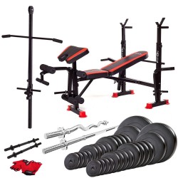 Лава тренувальна Fit-On FN-S102 + штанга та гантелі 140кг, код: 2210-0027