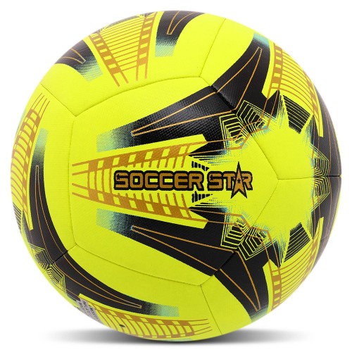 М"яч футбольний гібридна зшивка Hybrid Soccer Star №5 PU, жовтий-чорний, код: FB-4467-S52