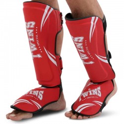 Захист гомілки та стопи для єдиноборств Twins, розмір S, червоний, код: BO-7971_SR