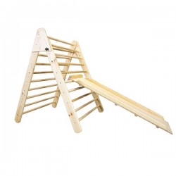 Дитячий дерев'яний тренажер піклера з гіркою SportBaby 850х1600 мм, лак, код: Піклер -Сосна лак + гірка