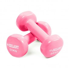 Гантелі для фітнесу з вініловим покриттям Zelart Beauty 2х0,5кг, рожевий, код: TA-5225-0_5P
