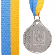 Медаль спортивна зі стрічкою PlayGame Ukraine d-50 мм, срібний, код: C-9294_S