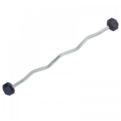 Штанга фіксована Zelart Rubber Hexagon Barbell вигнута гумова довжина-95см 15кг, код: TA-6231-15-S52