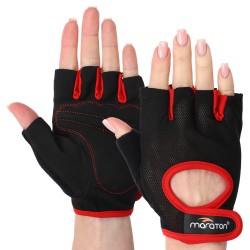 Рукавички для фітнесу та тренувань Maraton M чорний-червоний, код: MAR-0025_MR