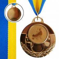 Медаль спортивна зі стрічкою PlayGame Aim Роликові ковзани d-50 мм золота, код: C-4846-0087_G