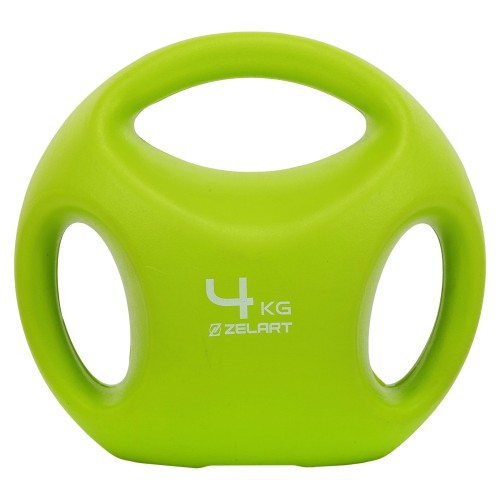 Гиря цільна пластикова PE з потрійним хватом Zelart 4кг, салатовий, код: TA-2670-4-S52