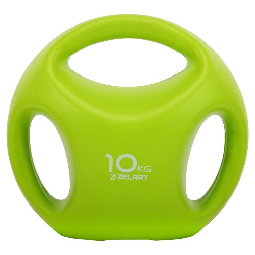 Гиря цільна пластикова PE з потрійним хватом Zelart 10кг, салатовий, код: TA-2670-10-S52