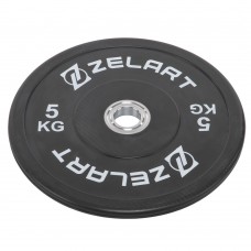 Блини (диски) бамперні для кросфіту гумові Zelart d-52мм, 5кг, чорний, код: TA-7798-5-S52