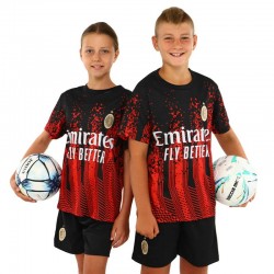 Форма футбольна дитяча PlayGame із символікою AC Milan домашня, розмір S-24, зріст 125-135, червоний-чорний, код: CO-7192_SR