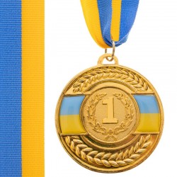 Медаль спортивна зі стрічкою PlayGame Ukraine золота, код: C-6864_G
