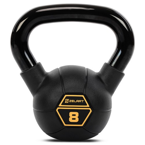 Гиря тренувальна цільна сталева з PVC покриттям Mdbuddy 8кг, чорний, код: TA-5428-8