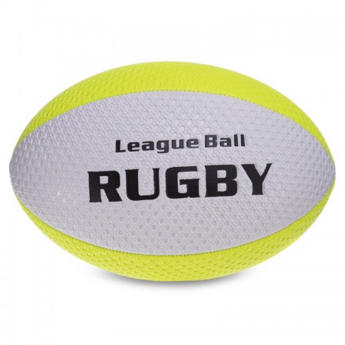 М"яч для регбі PlayGame Rugby Liga ball №9 білий-салатовий, код: RG-0391_WLG-S52
