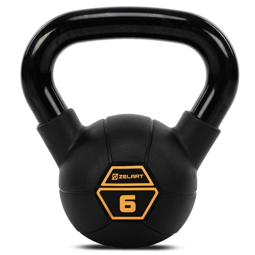 Гиря тренувальна цільна сталева з PVC покриттям Mdbuddy 6кг, чорний, код: TA-5428-6