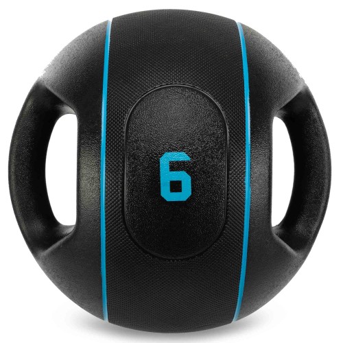 Медбол м"яч медичний дворучний з хватами LiveUp Medicine Ball 6кг, чорний, код: LP8111-6