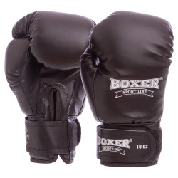 Рукавички боксерські Boxer Еліт кожвініл 14 унцій, чорний, код: 2022_14_BK-S52