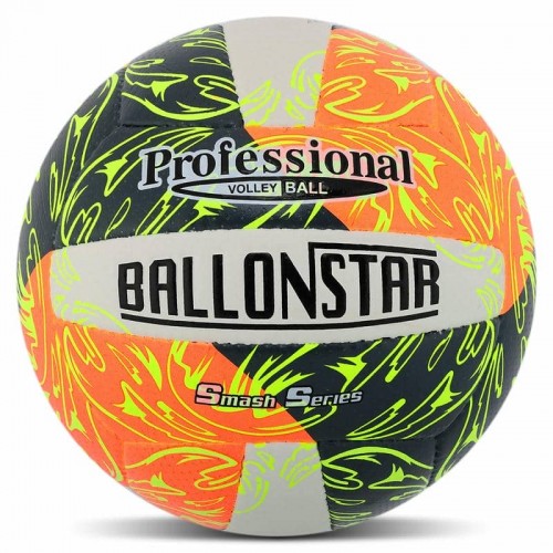 М"яч волейбольний Ballonstar №5 PU, білий-чорний-помаранчевий, код: VB-4070-BKOR