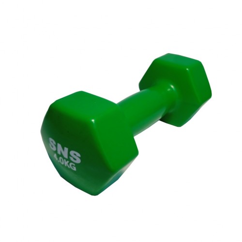 Гантель вінілова SNS 1х4 кг, зелений, код: 12351-SNS
