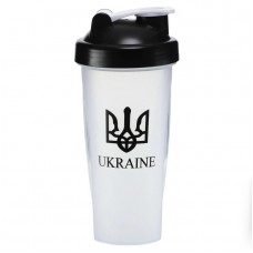 Шейкер із віночком Zelart Ukraine FI-9931 600 мл, прозорий/чорний, код: FI-9931