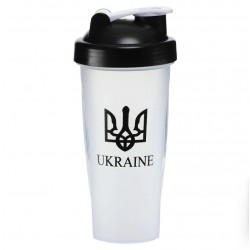 Шейкер із віночком Zelart Ukraine FI-9931 600 мл, прозорий/чорний, код: FI-9931