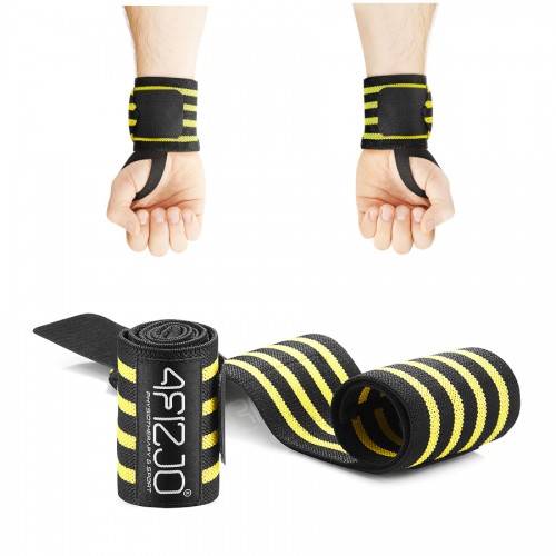 Бинти для зап"ясть (кистьові бинти) 4Fizjo Wrist Wraps 420х80 мм, чорний-жовтий, код: 4FJ0135