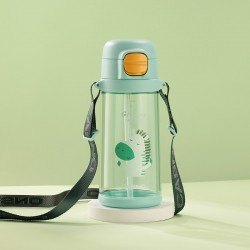 Пляшка для води Casno Tritan Зебра з соломинкою 690 мл, зелена, код: KXN-1219_Green