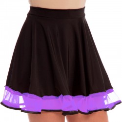 Спідниця кльош з воланом для бальних танців FitGo 38, зріст 152, чорний-фіолетовий, код: DR-1626_38BKV