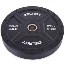 Бамперні диски для кроссфіта Zelart Bumper Plates 20 кг, чорний, код: TA-2258-20-S52 Бамперні диски для кроссфіта Zelart Bumper Plates 20 кг, чорний, код: TA-2258-20-S52