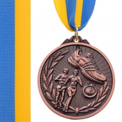 Медаль спортивна зі стрічкою PlayGame Футбол бронзова, код: C-7016-F_B