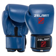 Рукавички шкіряні боксерські Zelart 14 унцій, синій, код: VL-8477_14BL