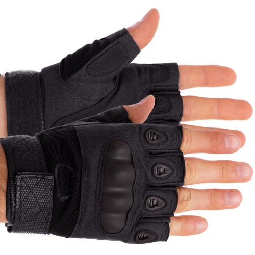 Тактичні рукавички з відкритими пальцями та посиленим протектором Oakley XXL чорний, код: BC-4624_XXLBK