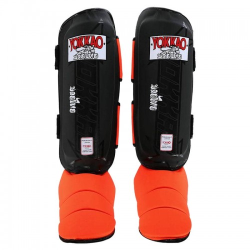 Захист гомілки та стопи для єдиноборств Yokkao, розмір L, чорний-помаранчевий, код: BO-5032_LOR