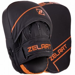 Лапа вигнута для боксу та єдиноборств Zelart 250x180x50 мм 2шт чорний-помаранчевий, код: VL-3148_BKOR-S52