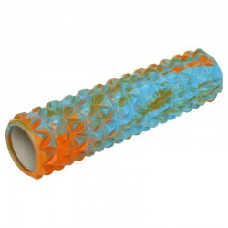 Ролер масажний циліндр (ролик мфр) FitGo Triangle, 450x115 мм, блакитний-помаранчевий, код: FI-9398_NOR
